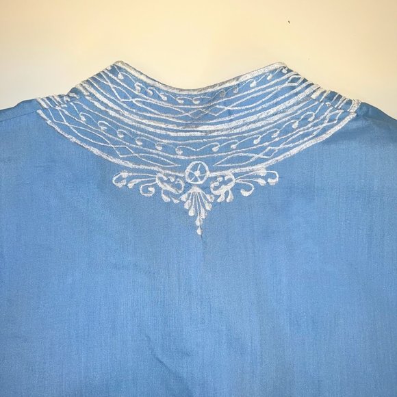 Caro of Honolulu Vintage 80s Cotton Embroidered Kimono Tunic -12 - Picture 4 of 6